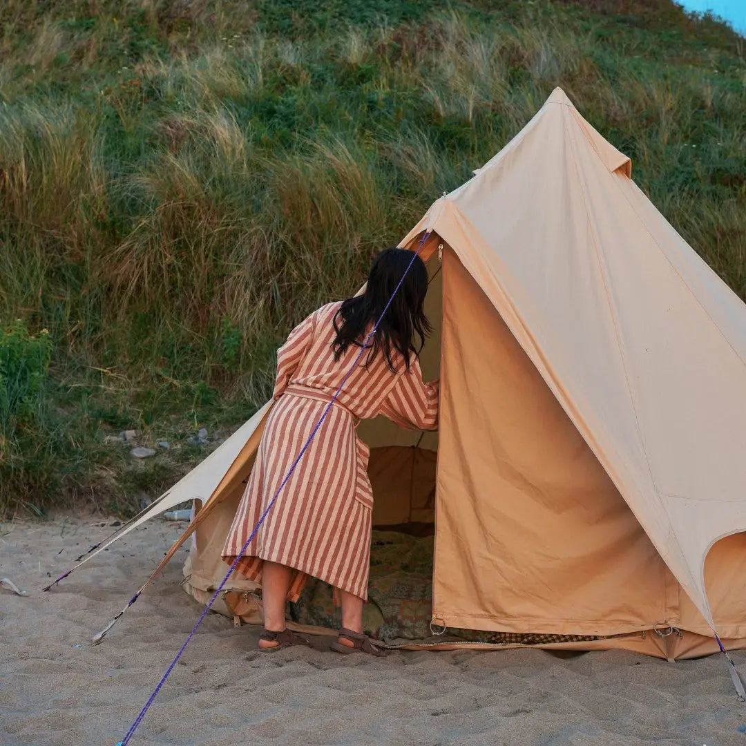 Pitching-Perfection-Setting-Up-Your-Bell-Tent-on-a-Sandy-Beach-with-Leia-Morrison Boutique Camping