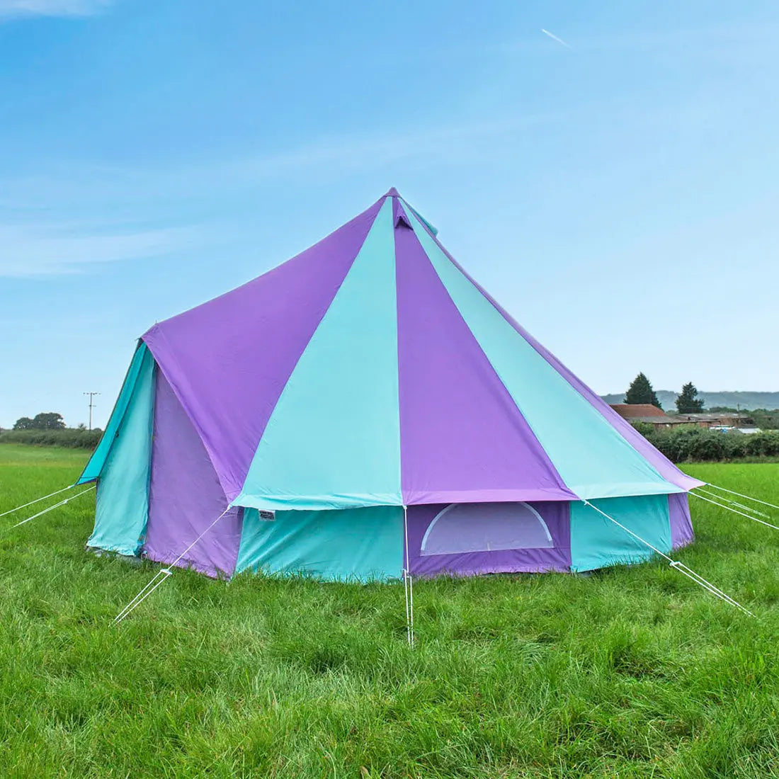 rainbow multi colour classic bell tent tipi double quad multi door canvas festival glamping boutique camping