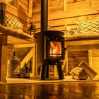 glamping wood burning stove boutique camping cabin shepards outbacker