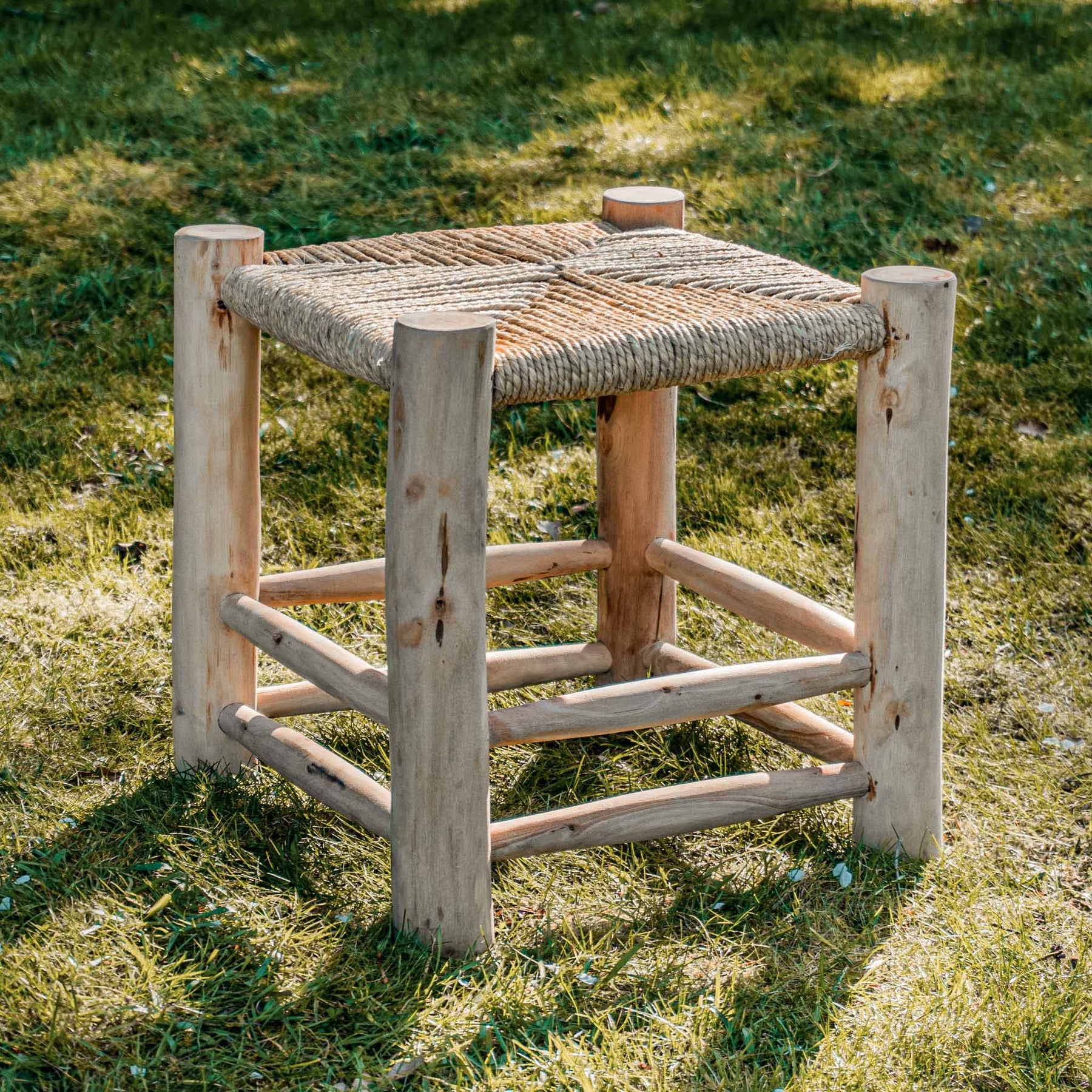 Natural Wooden Weaved Stool
