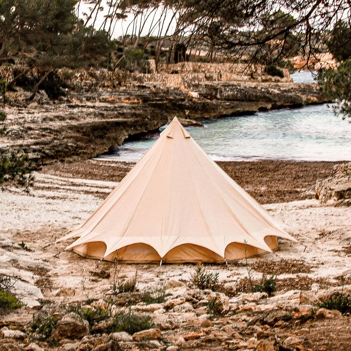 bell tent plus tent glamping boutique camping canvas tipi on beach