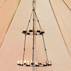 black and clear tea light glamping bell tent single double tier chandelier