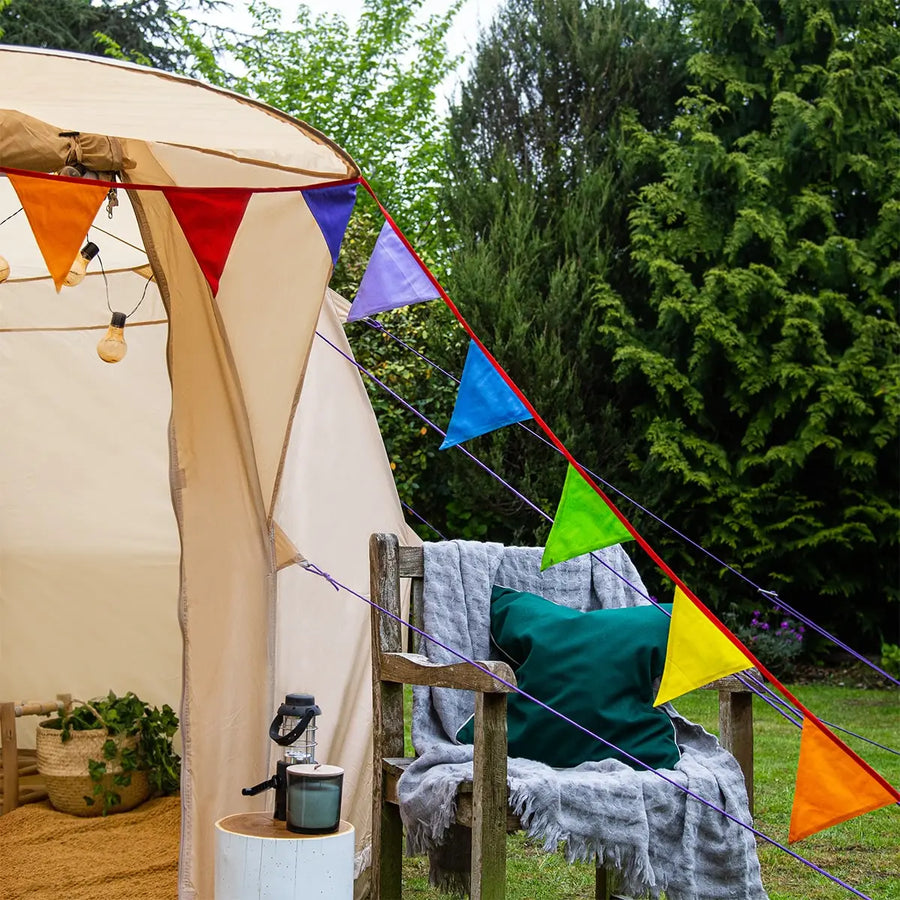 rainbow multi colour Bunting for bell tent garden party