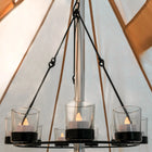 black tea light glamping bell tent single double tier chandelier